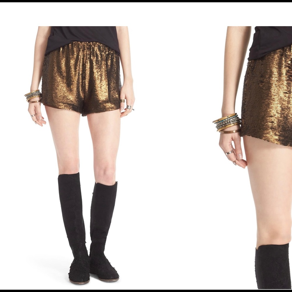 Free People Time to Shine Sequin Shorts